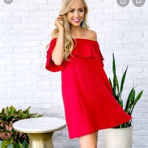 She + Sky Off Shoulder Dress